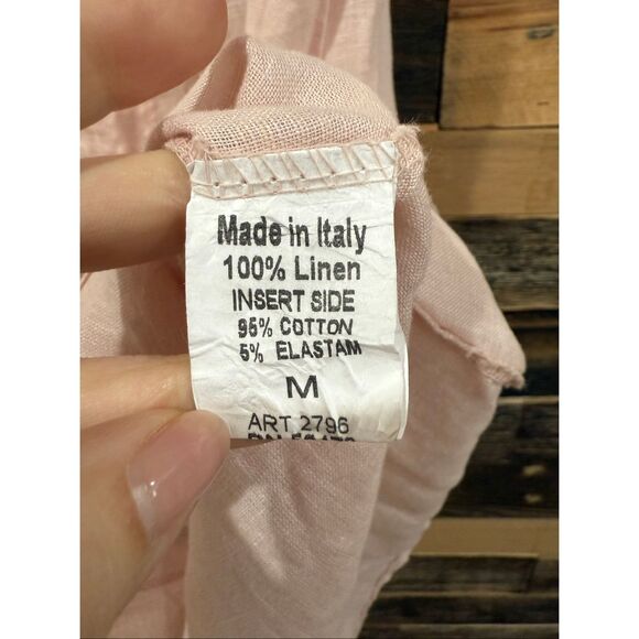 Terzo Millennio pink 100% linen decor button shift dress size Medium - Picture 4 of 7